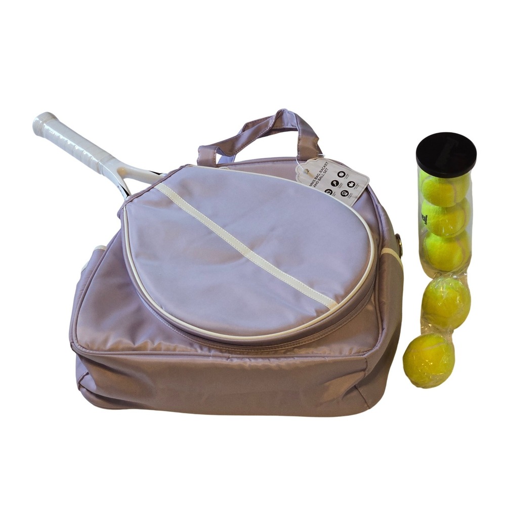 Tennis Bag Set Racket Balls Pink Travel Sport Kit - Picture 2 of 8